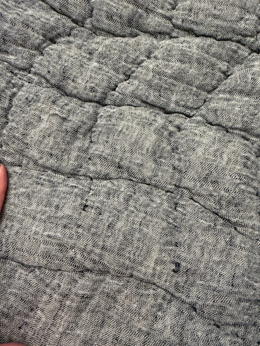 Pottery Barn Quilted Heathered Gray blue Euro  shams